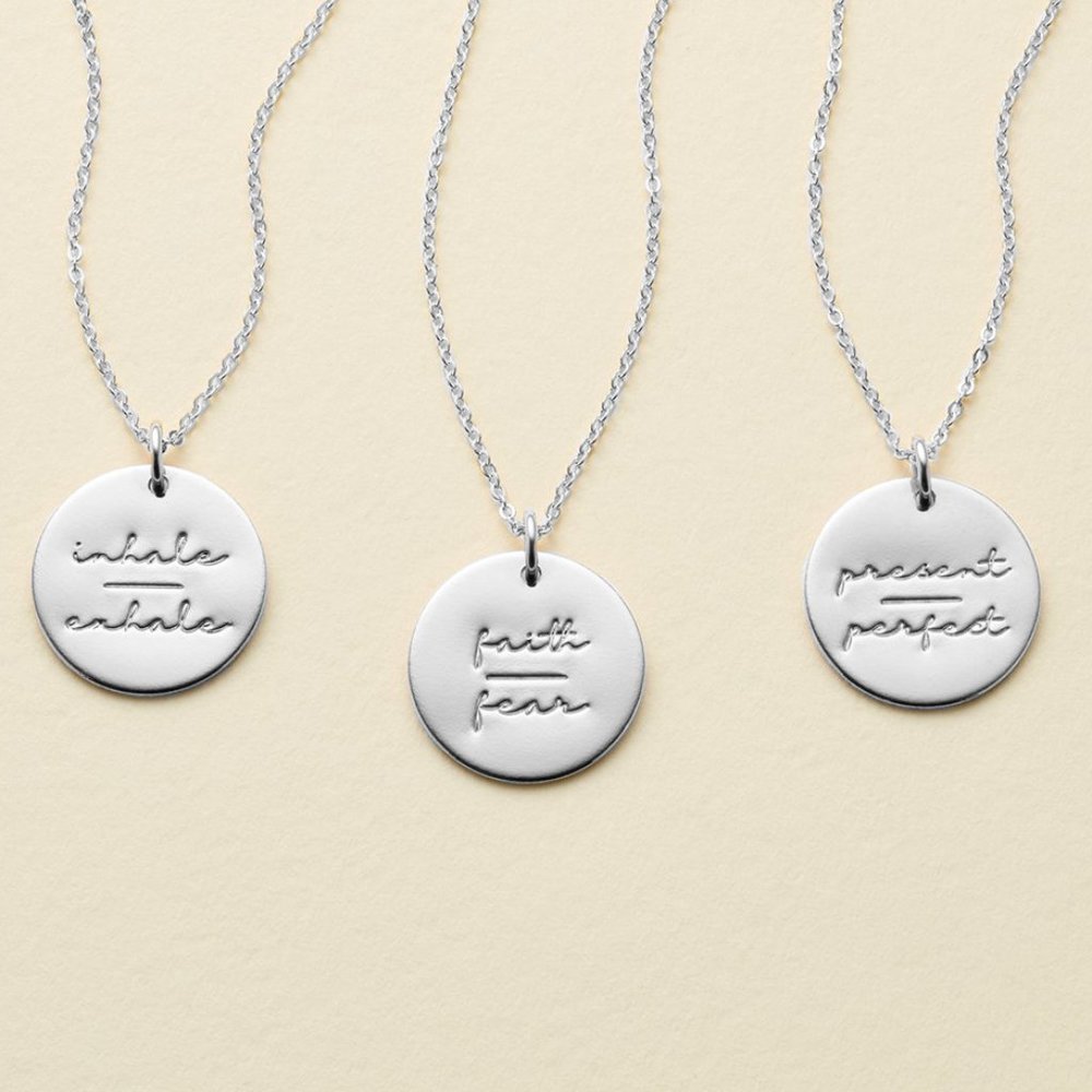 Inner Peace Mantra Minimalist Pendant Necklace - Picture 11 of 16